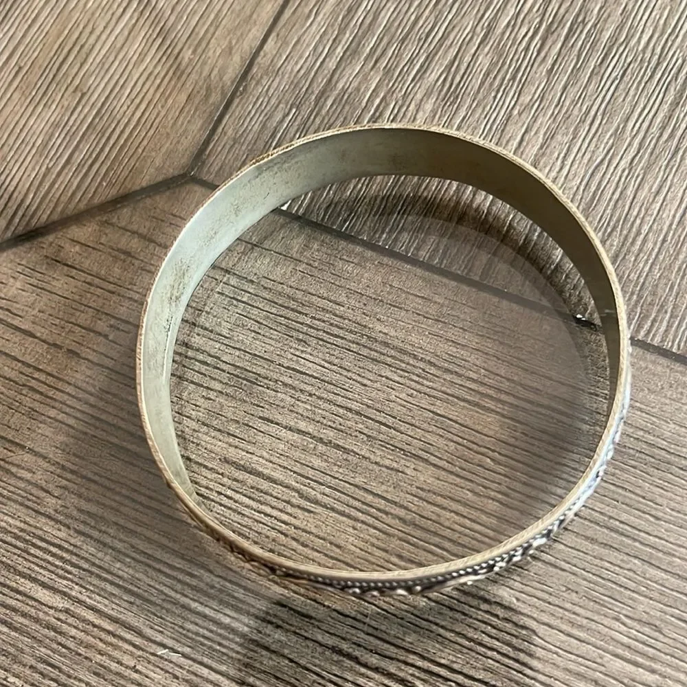 Vintage Silver-Tone Bangle Bracelet from India